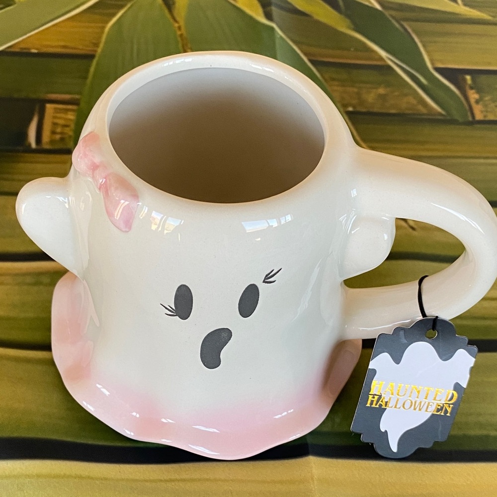 New Ghost Shaped Mug with Pink Accents